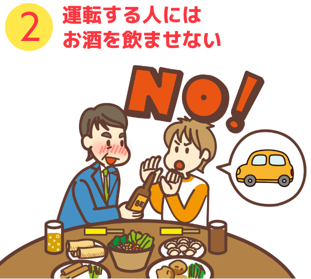 運転する人にはお酒を飲ませない