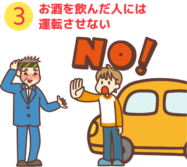 お酒を飲んだ人には運転させない