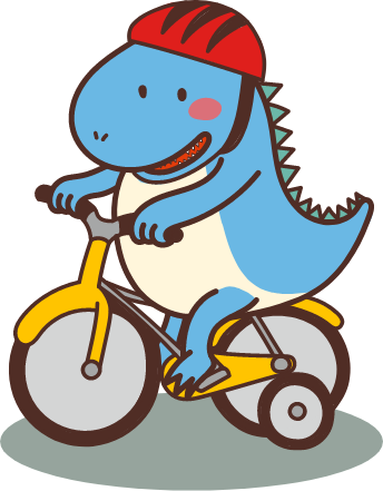 自転車に乗ったトマレックスのイラスト