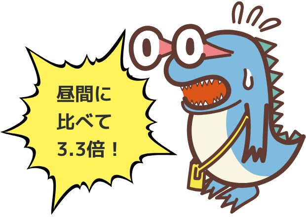 目が飛び出てビックリしているトマレックスのイラスト